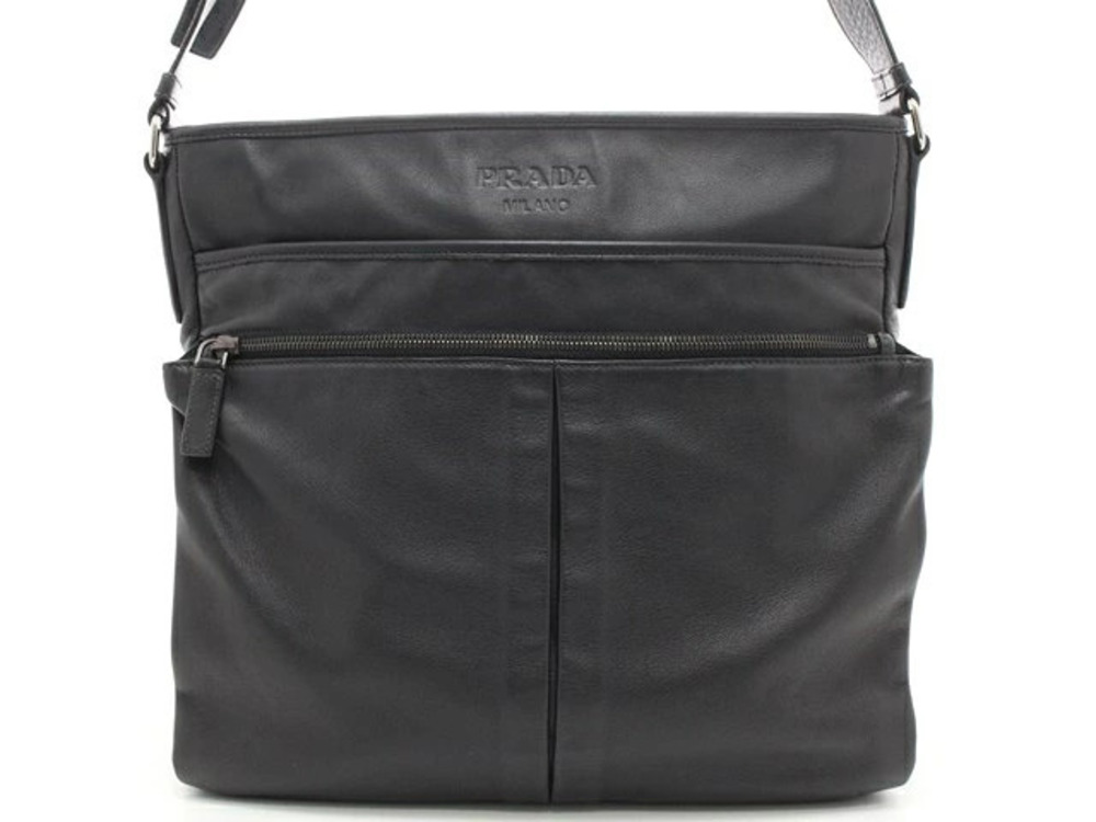 Prada shoulder bag black soft calfskin